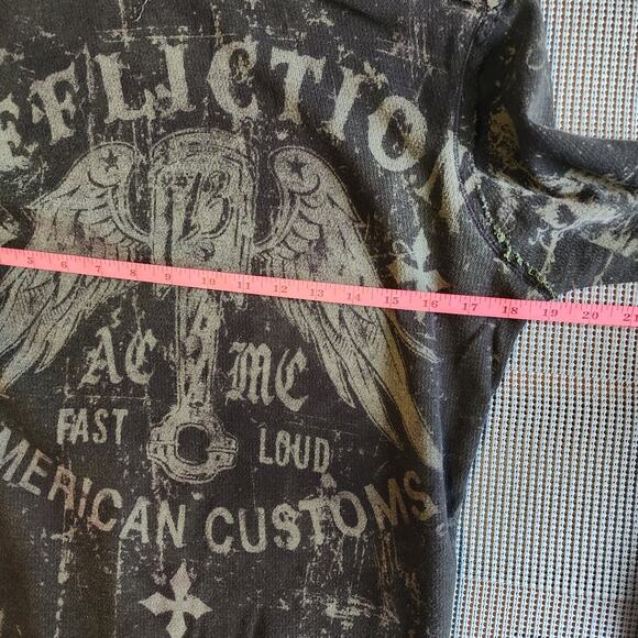 Affliction Men's Medium Reversible Graphic Long Sleeve Skull Shirt - Picture 3 of 9